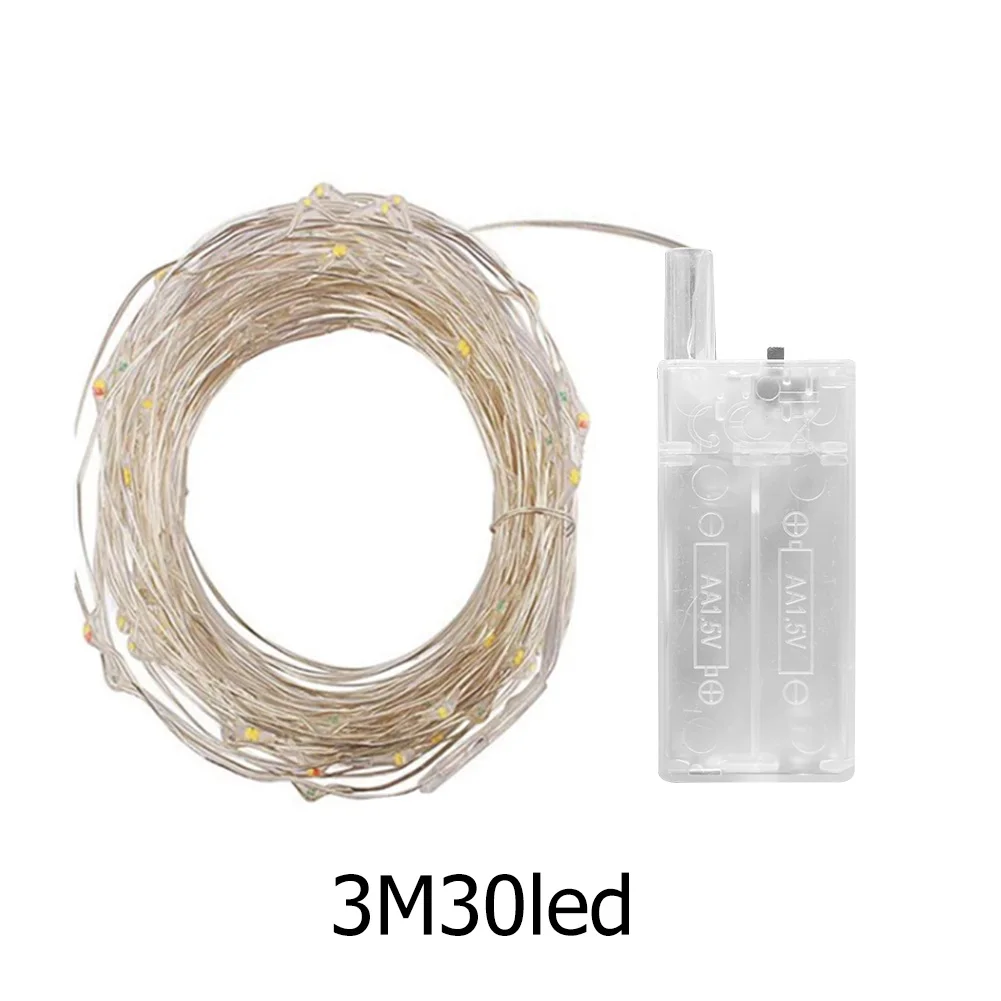 Bateria operado LED Fairy String Lights, Mini LED, PVC, IP42, impermeável, casamento, Natal, guirlanda, decoração do partido, 3m