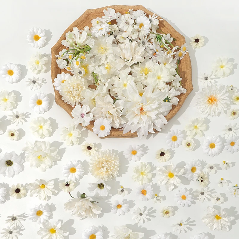 20/50 Stück Künstliche Rosenblüten für Heimdekoration, Gartenornament, DIY, Reinweiß, Hochzeitskleid-Dekor, Outdoor-Zubehör – Detail 2