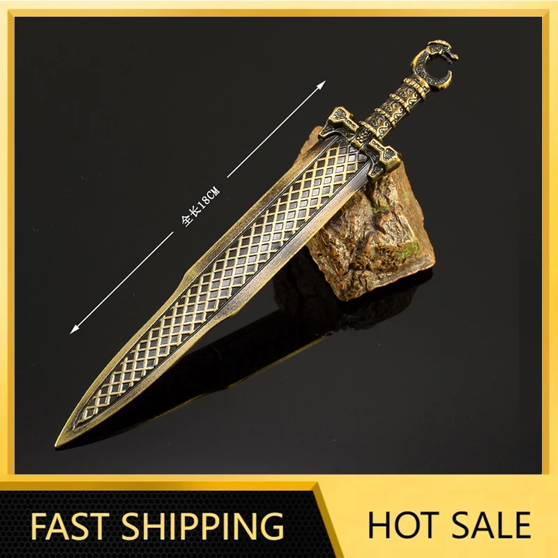 Espada de arma Legend Of Qin de 18cm, TV china, periférico de Anime, cuchillo samurái totalmente metálico, modelo Katana, artesanías de escritorio, juguetes para niños