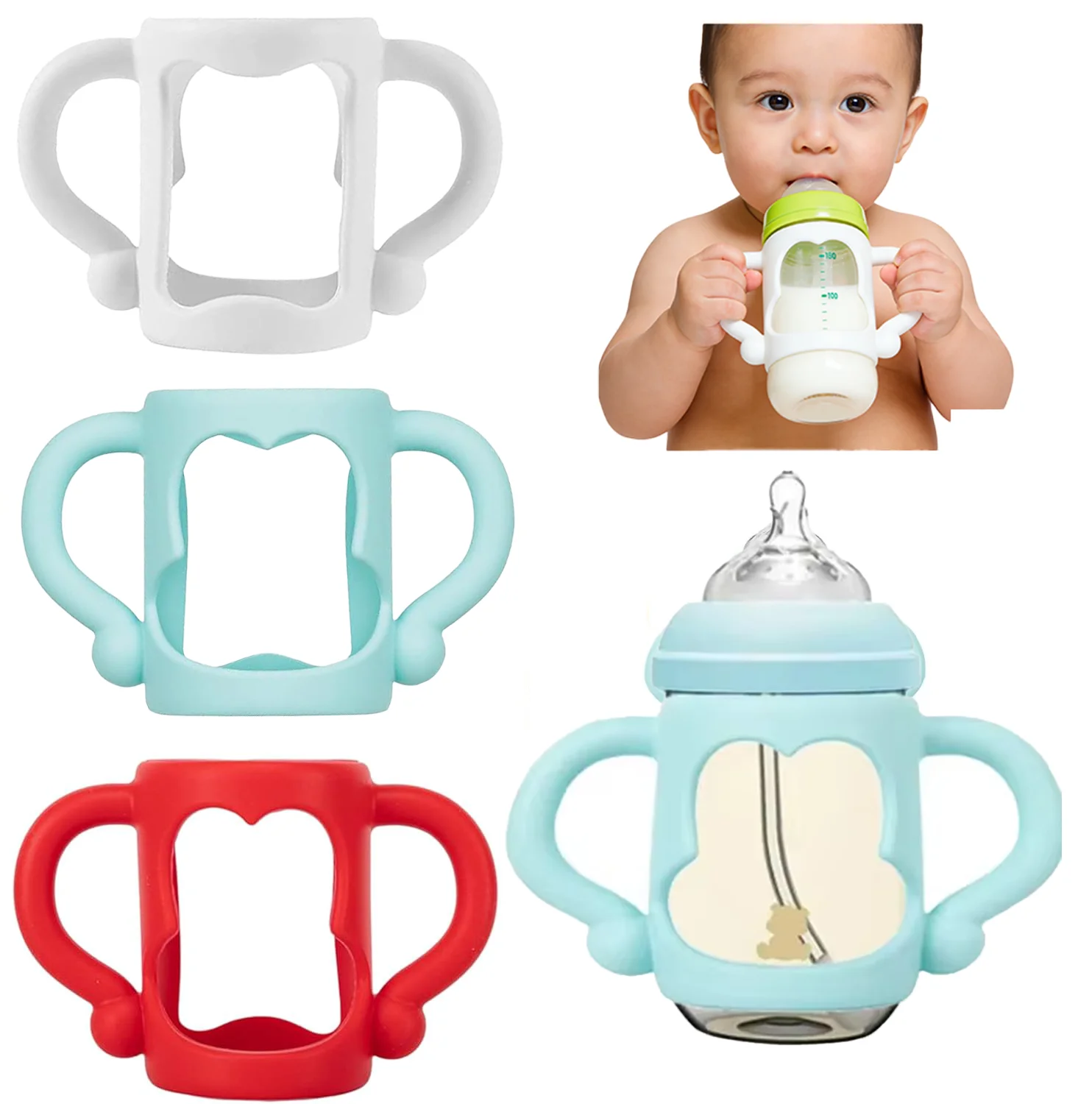 

1/3 шт., разноцветная ручка для детской бутылочки, переходные ручки для чашек-непроливайков, мягкий силикон без BPA, универсальная ручка для самостоятельного кормления