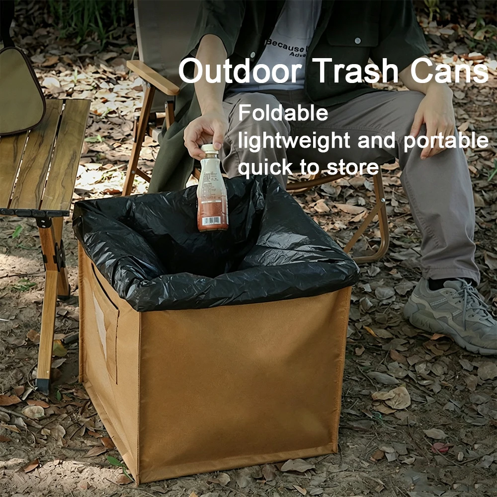 Foldable Outdoor Trash Can 600D Oxford Cloth Multifunctional Portable Storage Bin for Camping Travel Picnic Waste Collection
