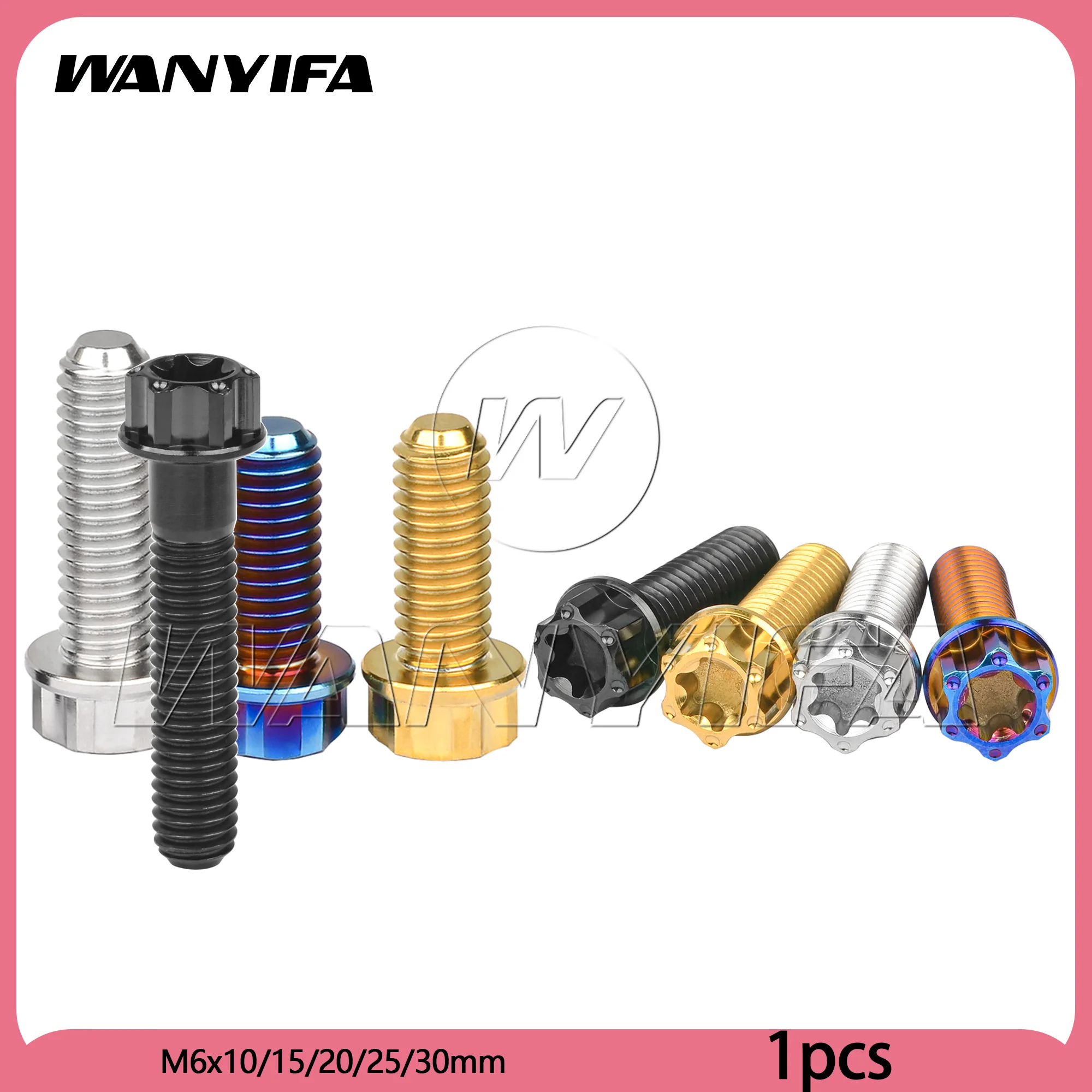 Wanyifa  Titanium Bolt M6x10/15/20/25/30mm Fancy Flange Torx Screw for Motorcycle  Shell Brake Caliper