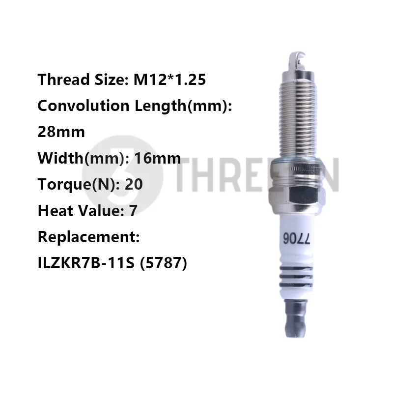 

THREEON 1/4/6pcs LDK7RTCI(7706) Iridium Spark Plug For Honda Accord Trumpchi GS5 Replace ILZKR7B-11S(5787) M12*1.25 Semi-thread