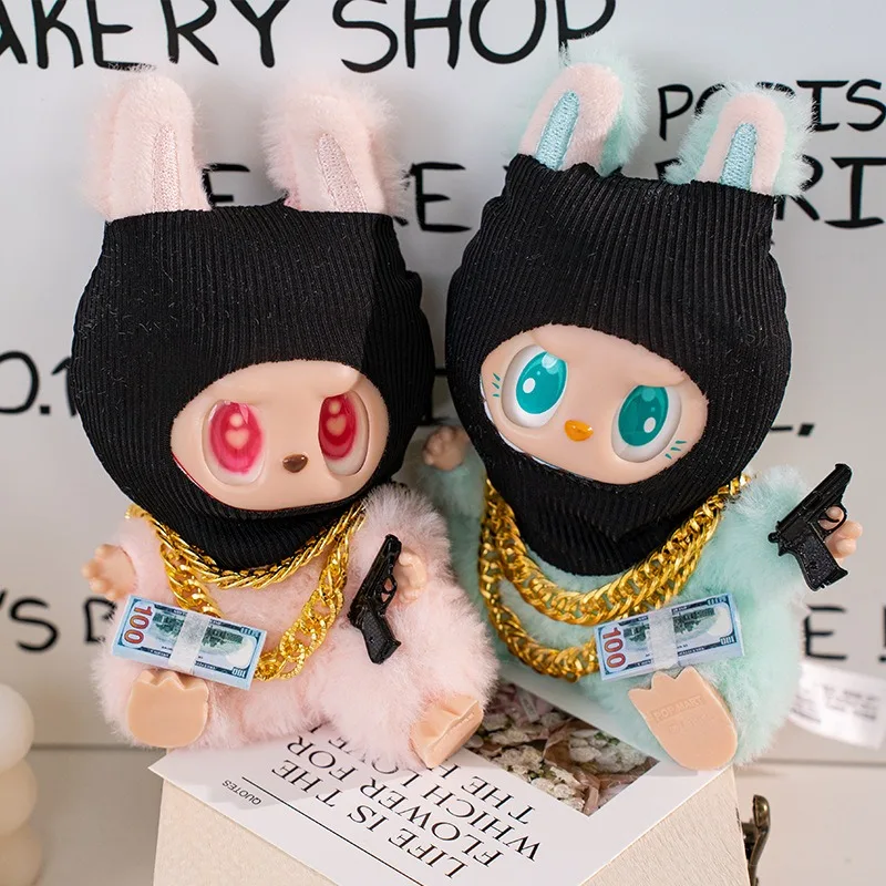 

Одежда Labubu Костюм ролевого грабителя, модный повседневный наряд, головные уборы и декоративная цепочка (без куклы)