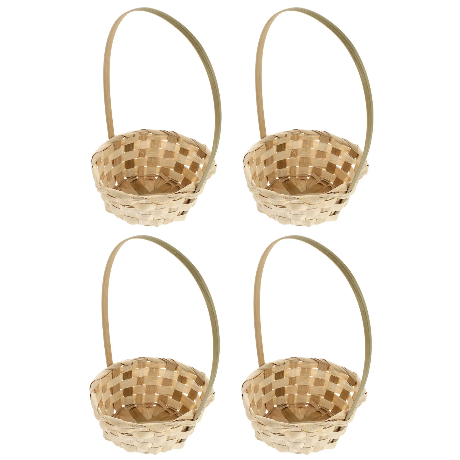 

4Pcs Bamboo Weaving Tote Basket Light Portable Hand Storage Fruit Flower Holder Picnic Decoration Picnic Basket
