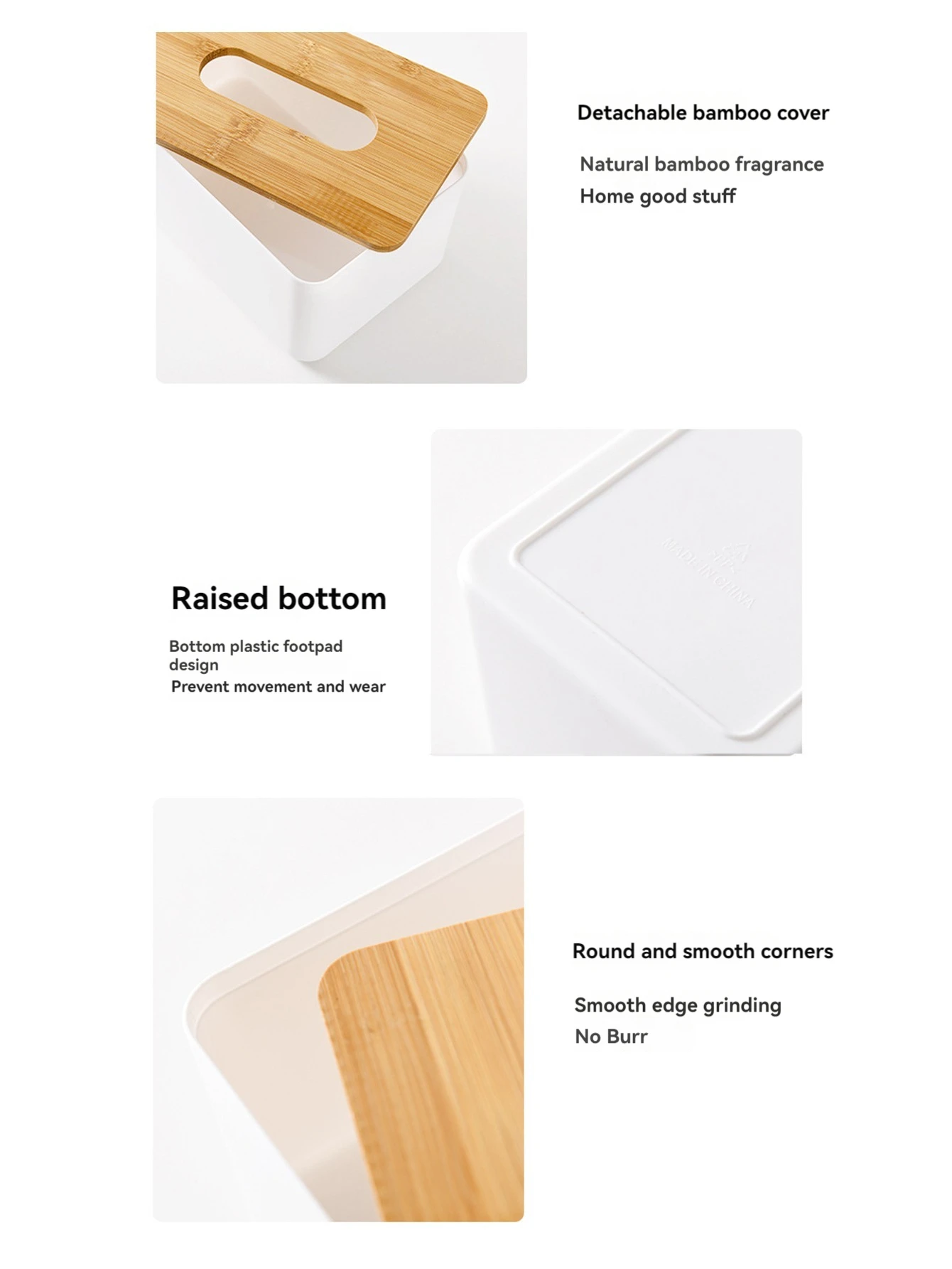 Plastic Tissue Box Wooden Lid Square Napkin Holder Container Wet Tissue Paper Dispenser Case Modern Home Car Organizer