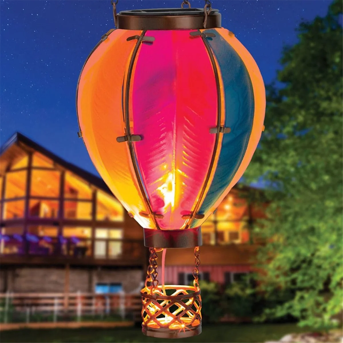 ABDR-Art & Gift Solar Hot Air Balloon Lantern - Hanging Solar-Powered LED Lights, Waterproof Portable Decorative,1Pcs,A