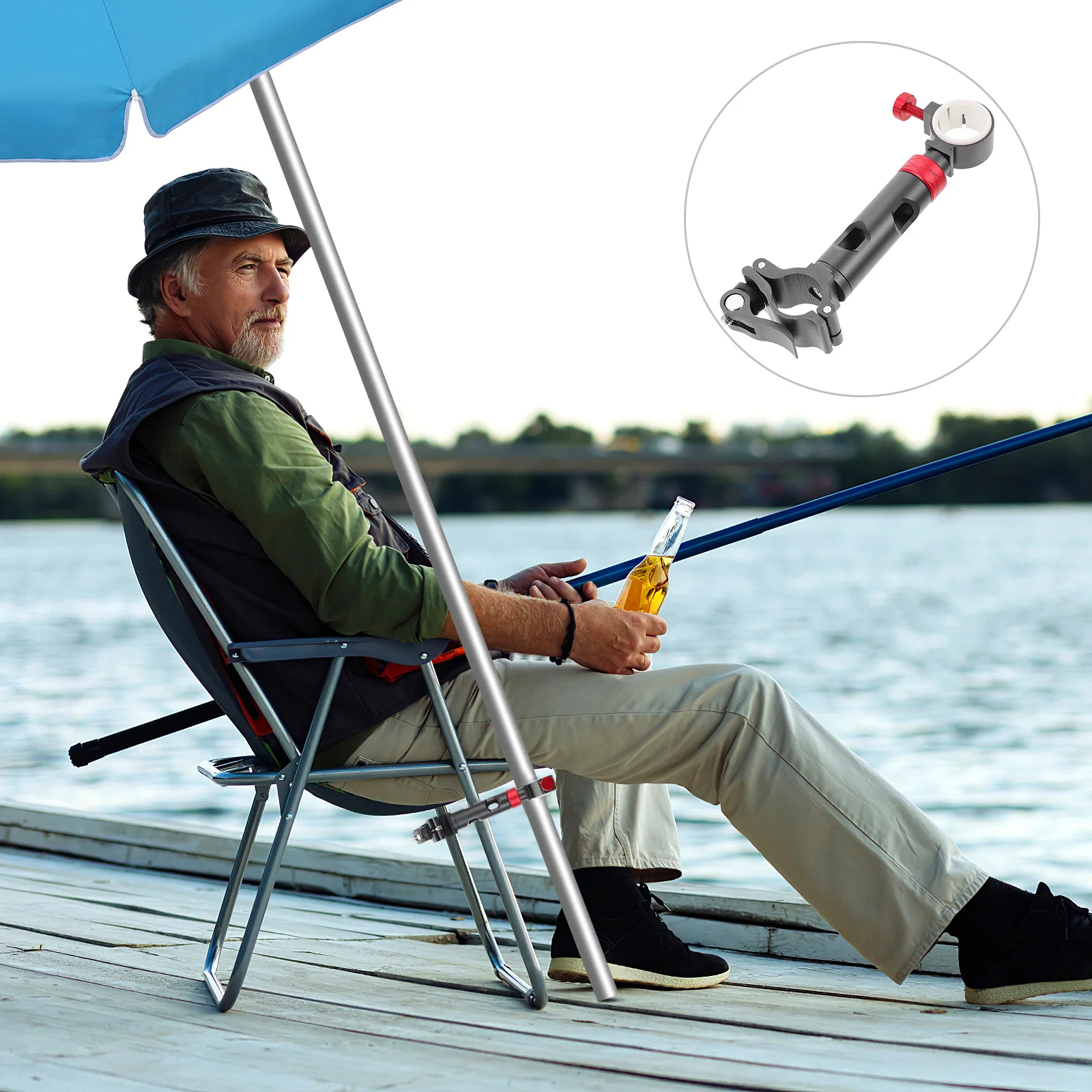 

Fishing Umbrella Stand Holder Multifunction Bracket Hanger Aluminum Alloy Chair
