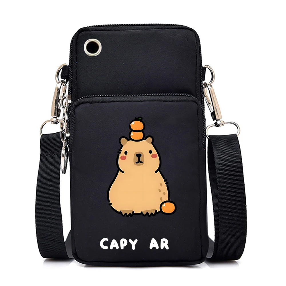 Cartoon Capybara Mini Mobile Phone Bag for Women Cute Animal Capybara Teen Purses Men Hanging Neck Small Crossbody Bags Handbags