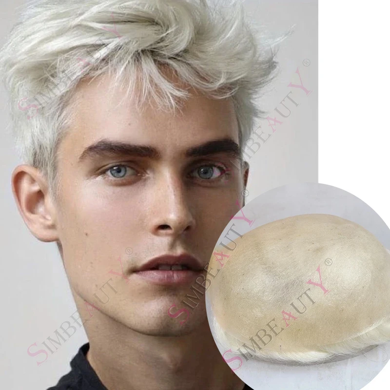 

Необнаружимый ультратонкий блондин из микрокожи 0,04-0,06 мм 60R # 1b80 # 613 Серые мужские шиньоны Парик Мужские протезы из натуральных человеческих волос