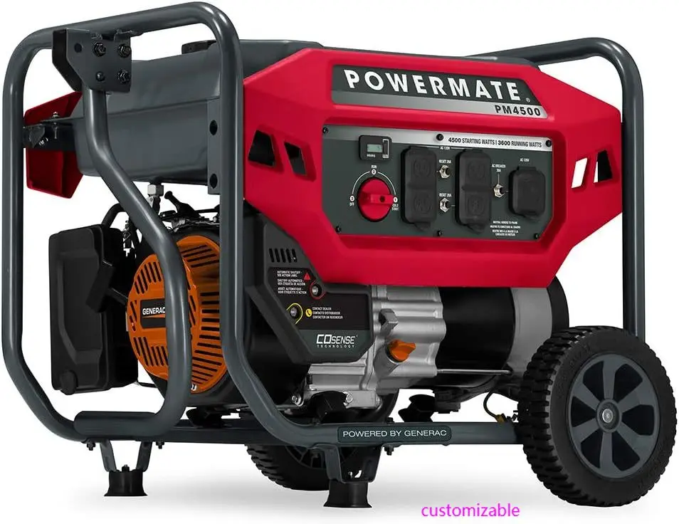 4,500-Watt Gas-Powered Portable Open Frame Generator - COsense Technology - Quiet Operation - Ideal for Home, Camping
