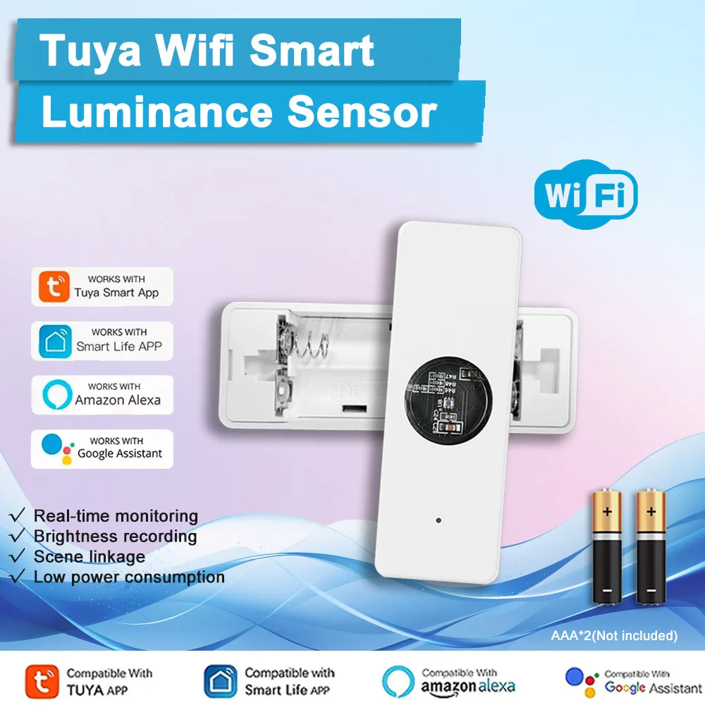 

Датчик освещенности Tuya Wi-Fi для умного дома, детектор яркости освещения, совместимый с Alexa Google Smart Life