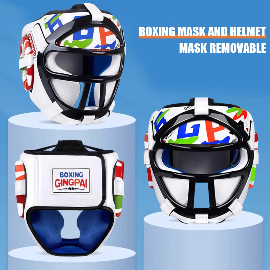 GINGPAI High-Grade PU Leather Boxing Helmet Kids Professional Competition Helmet Headgear MMA Muay Thai Taekwondo Head  Guard