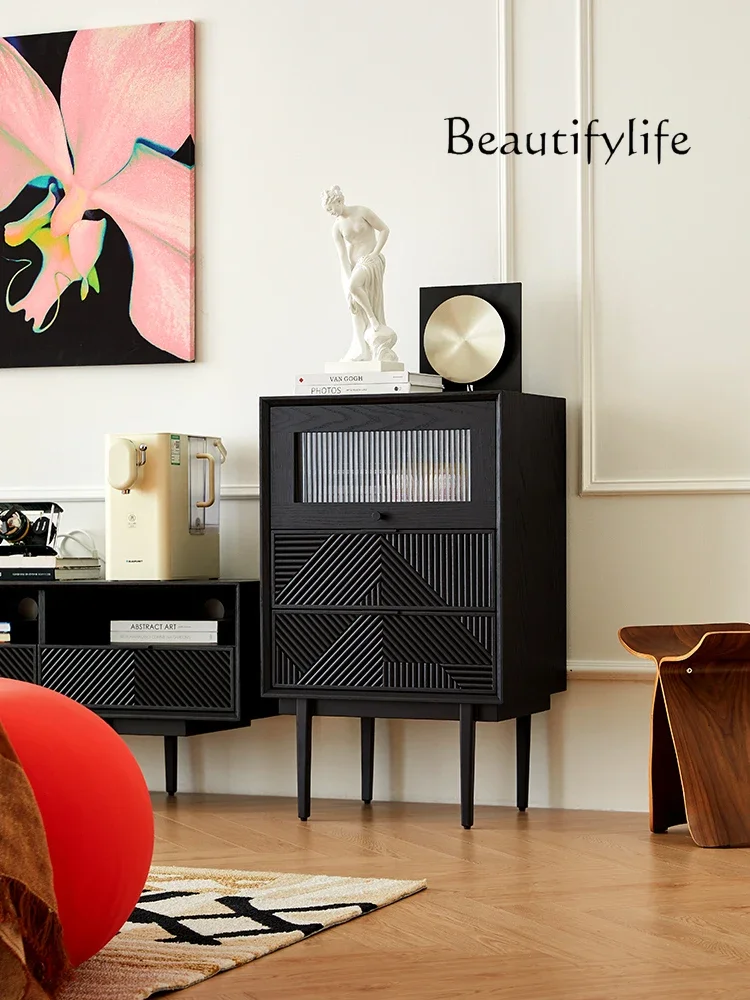 

furniture Modern Simple Home Living Room Designer Furniture against the Wall Light Luxury Solid Wood Storage Cabinet