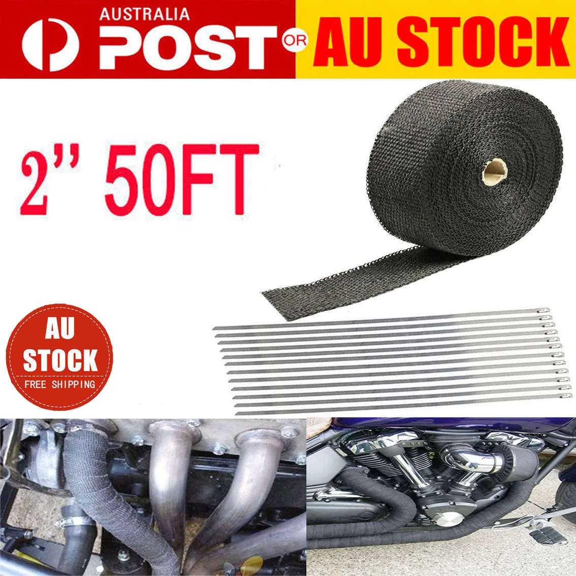 

Heat Resistant Exhaust Wrap for Motorcycles Black Tape Suitable Titanium Universal Fit Performance Parts Heat Insulation