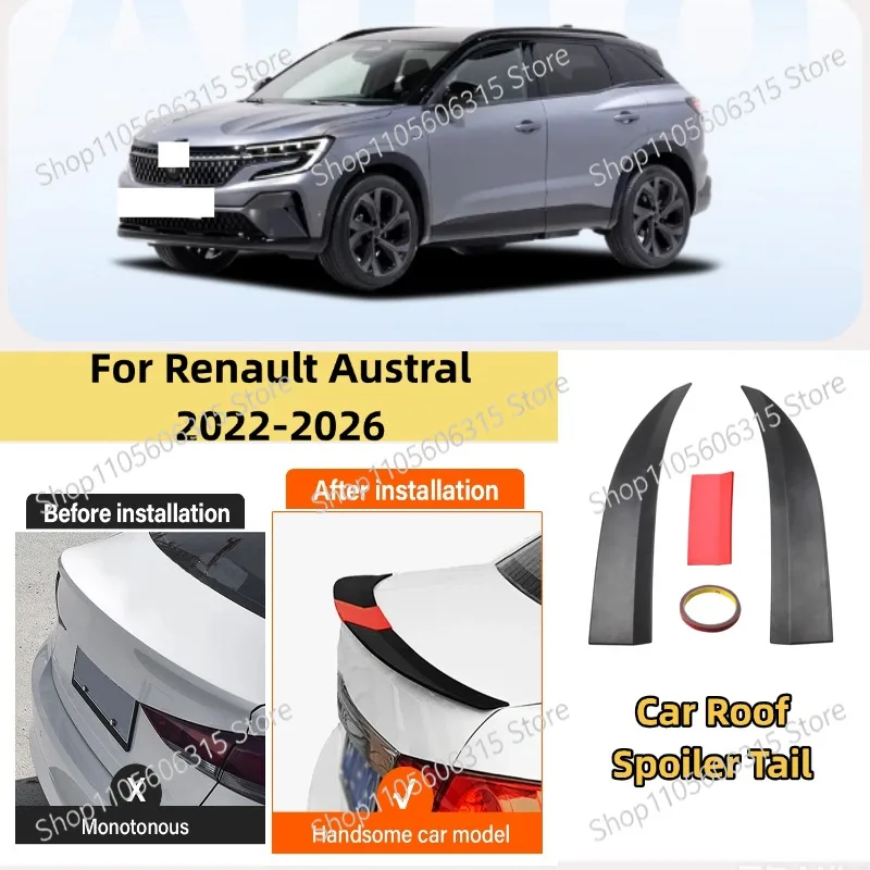 For Renault Austral 2022-2026 3-Section ABS Rear Trunk Spoiler 115-125cm Adjustable Sports Decor Top Wing Car Exterior Parts