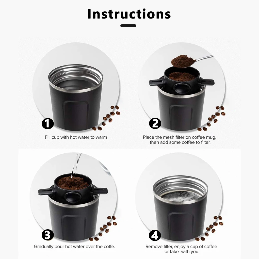 Coffee Filter Double-Layer Handle Tea Dripper Stainless Steel Foldable Drinking Milk Strainer