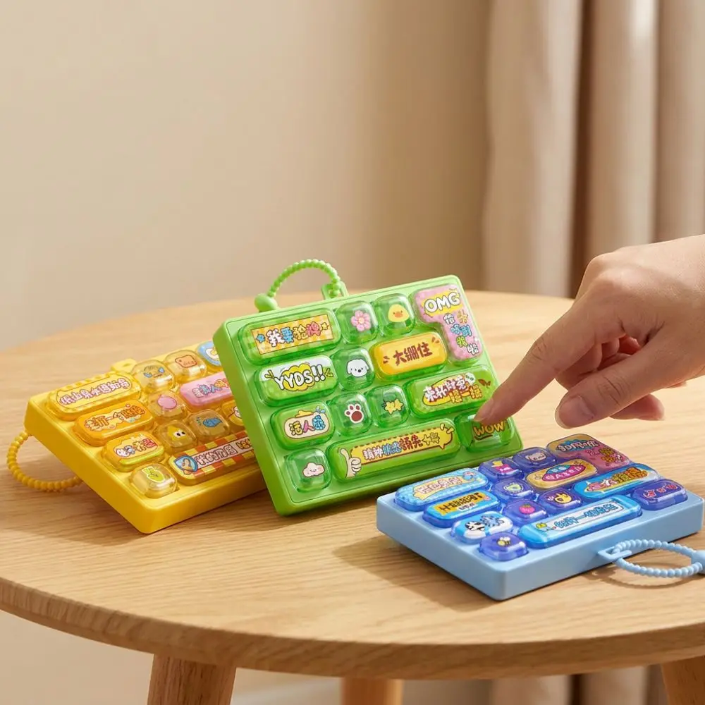 Plastic 14 Key Fidget Keyboard Charm Cartoon Clear Key Sounds Mini Keyboard Bag Charm Press-Type Animals