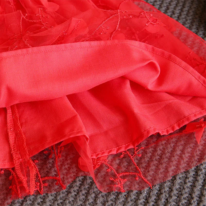 فستان صيفي للفتيات الصغيرات من الدانتيل فساتين حفلات أنيقة بدون أكمام مطرزة بالزهور للفتيات فستان الشمس بعمر 2-3 سنوات