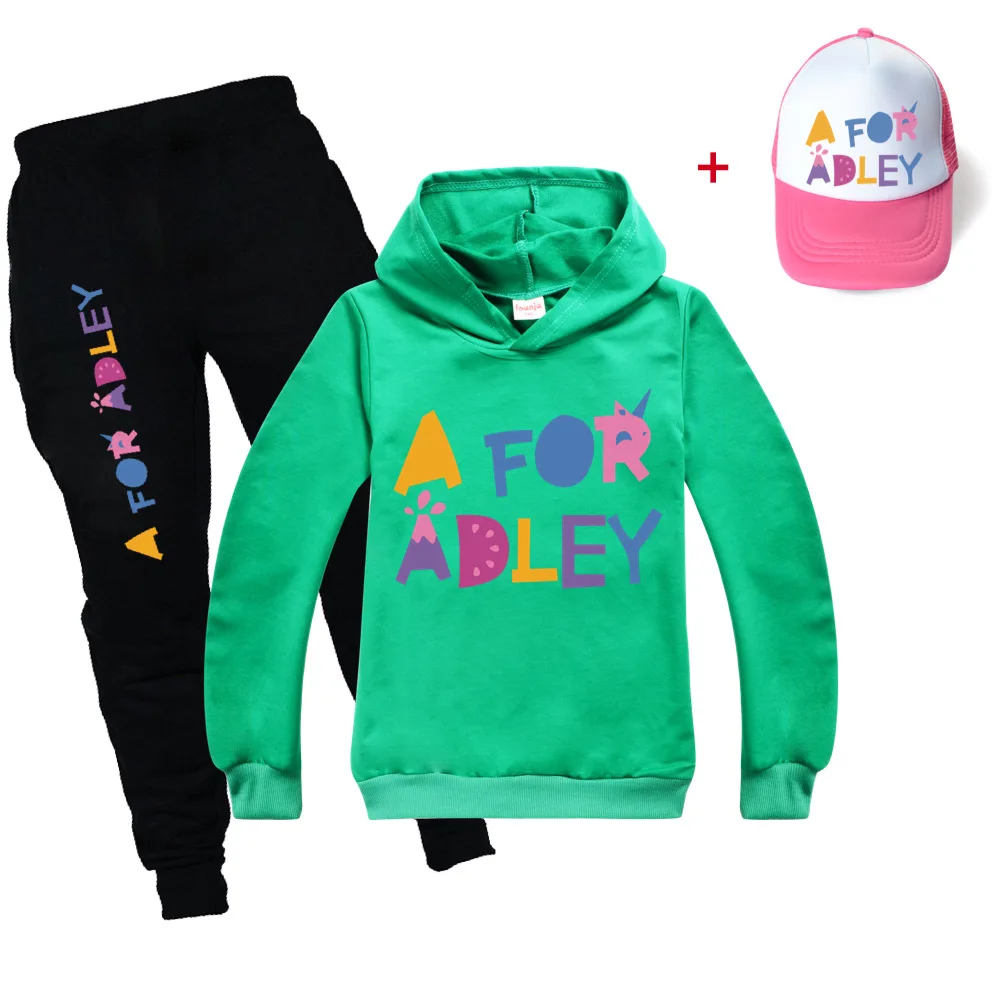 New Boys A for Adley Hooded T Shirt Pants Hats 3pcs Kids Fashion Girls Outfits Teenage School Tracksuit Baby Toddler Tees Sets