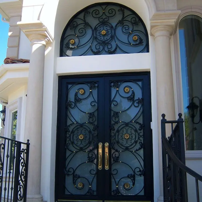 Custom Main Entrance Iron Door Wrought Iron Material Luxury Front Door Security Focus