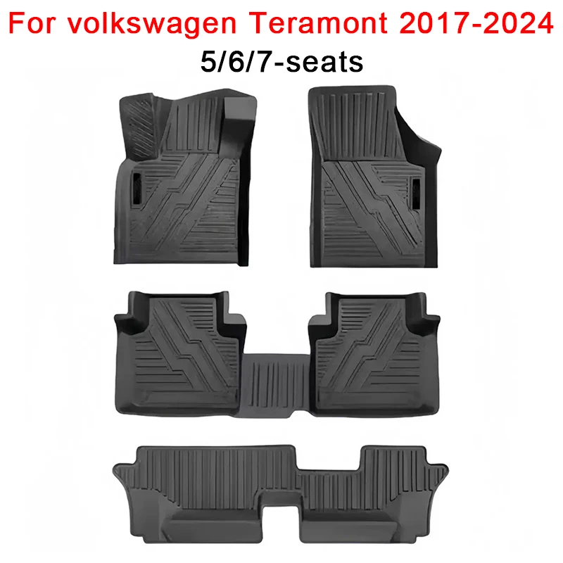 

for volkswagen Teramont 2017-2024 Car Floor Mats 5/6/7-seats TPE Cargo Liner Waterproof Trunk Mat LHD Black