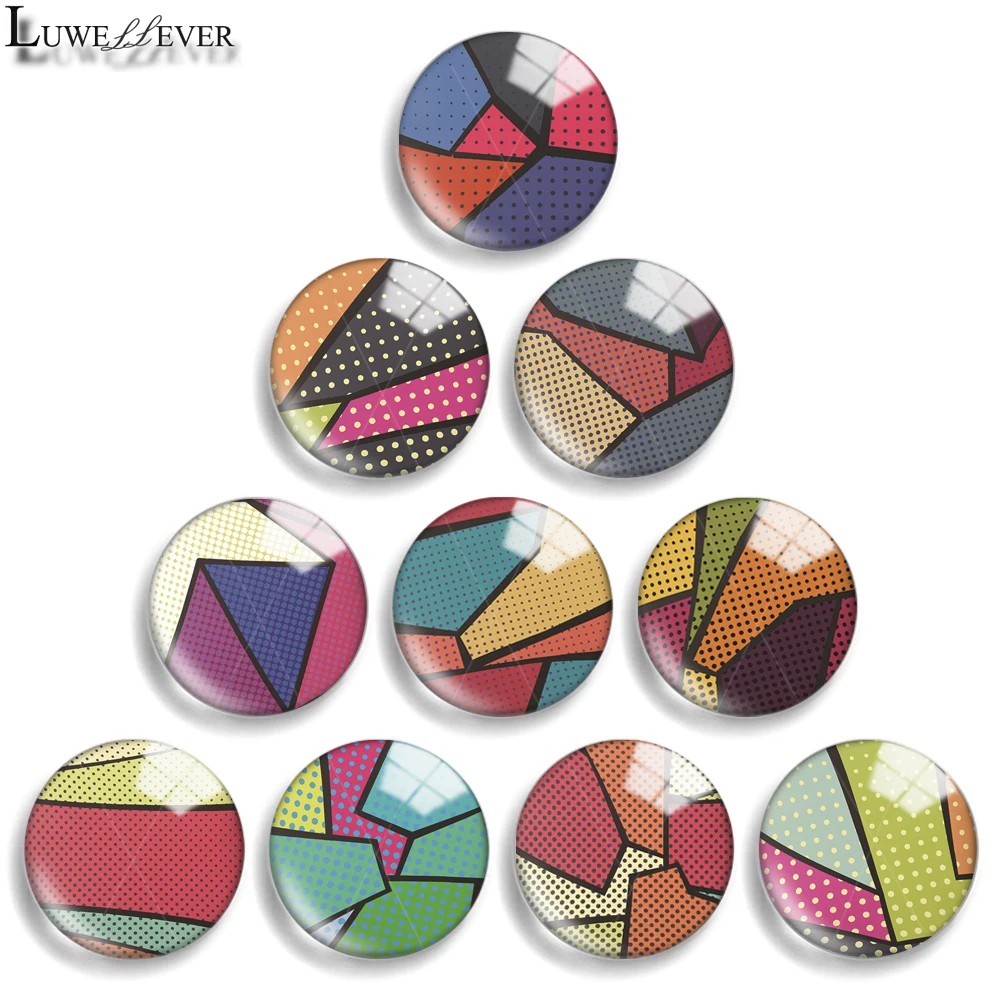 10mm 12mm 20mm 25mm 30mm 40mm 814 Stripe Mix Round Glass Cabochon Jewelry Finding 18mm Snap Button Charm Bracelet