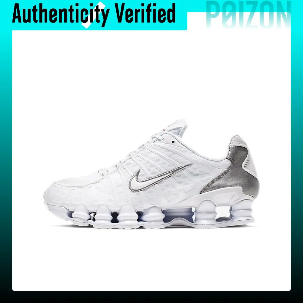 Nike Shox TL Series Slip Resistant Low top Casual Shoes Unisex Pure White Air Column Cushioning AV3595-100