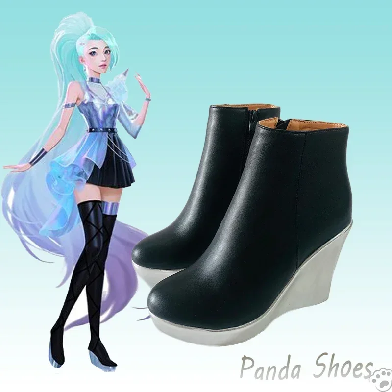 

LOL Seraphine Cosplay Shoes Anime Game League of Legends Black Boots Seraphine Cosplay Costume Prop Shoes for Halloween Party