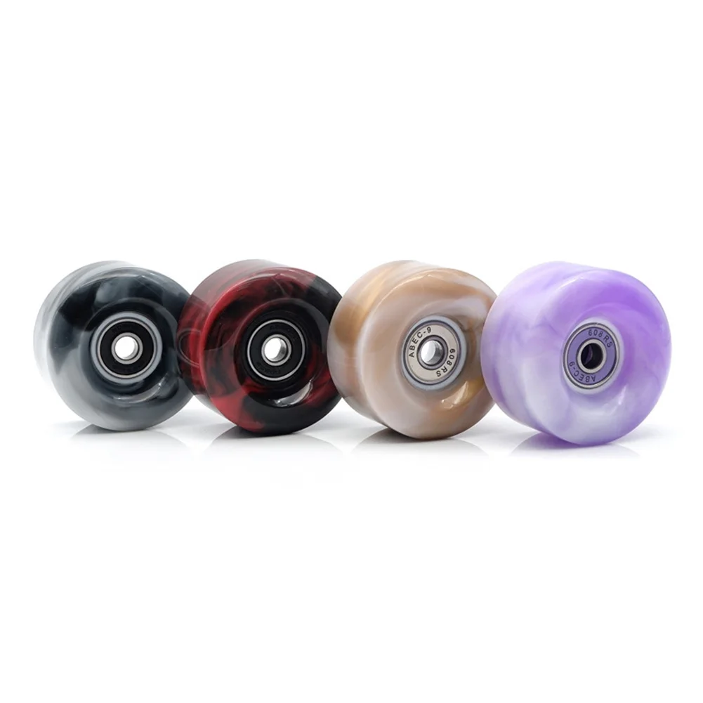 4 Pcs Roller Skate Wheels with Bearings for Double Row Skating and Skateboard 32mm x 58mm 82A,Purple