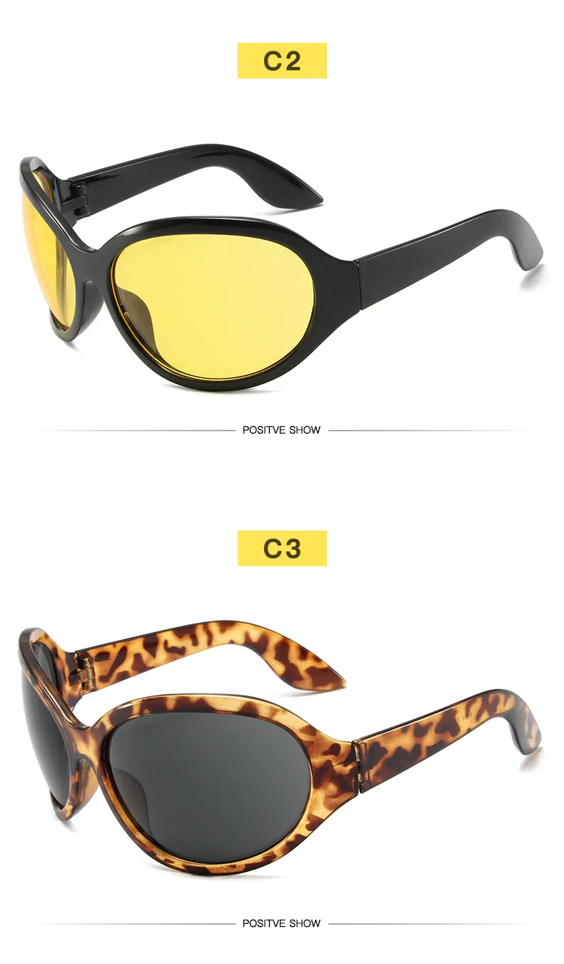 Übergroße Y2K-Sonnenbrille für Damen, trendig, großer Rahmen, Vintage-Sonnenbrille, modisch, futuristisch, Punk, Silbertöne, 2000er-Jahre – Detail 7