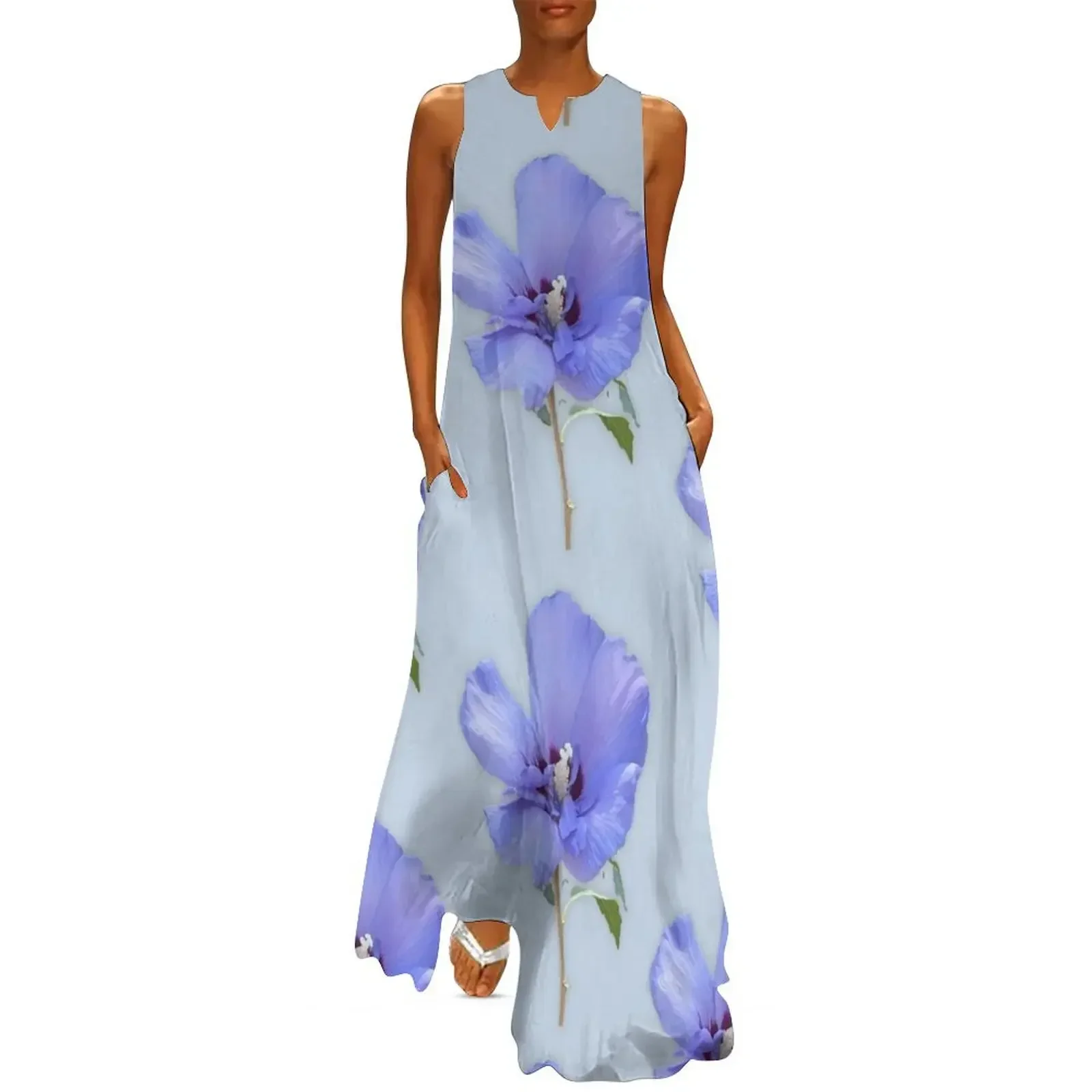 

Blue Rose of Sharon Long Dress Dress vintage women dresses Woman's evening dress sexy short dresses daring