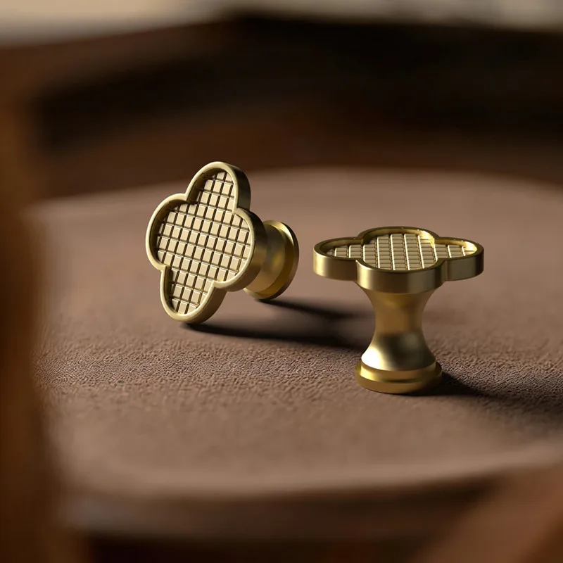 Zinc Alloy Clover Knob Kitchen Cabinet Drawer Door Handles Wardrobe Furniture Accessories