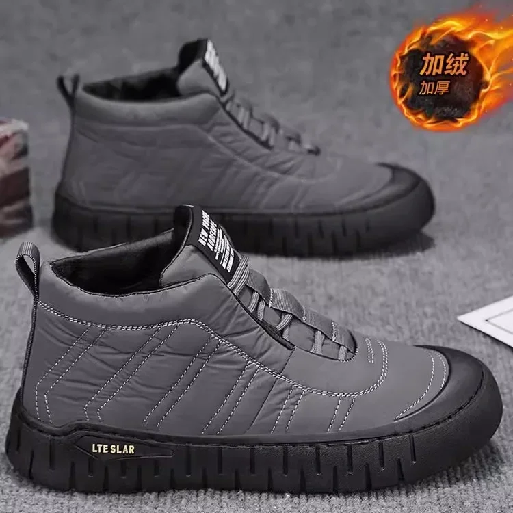 

Winter Casual Plush Sport Shoes Mens Fashion Outdoor Ankle Boots Comfortable Warm Slip on Walking Flats for Men Footwear2025