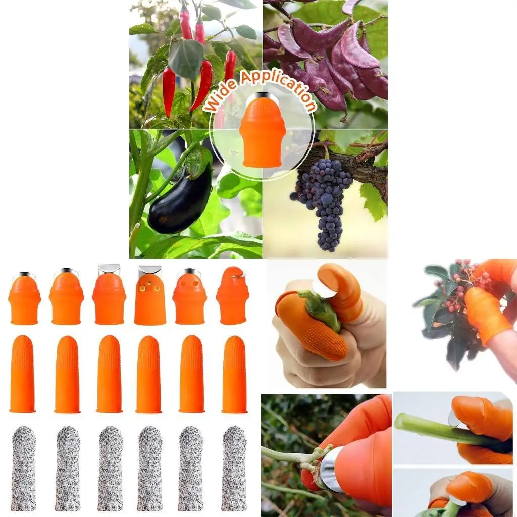 F19B Multi Shaped Gradening Thumb Cutters with Silicone Finger Protectors Finger Cots