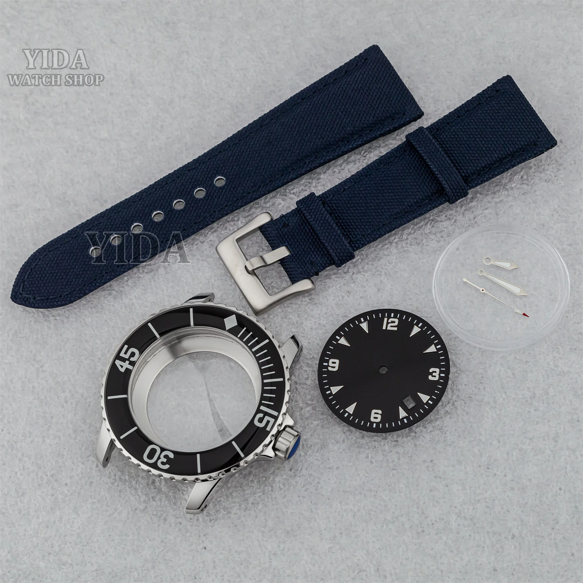 NH35 45mm Watch Case Genuine Leather Strap 32MM Dial Luminous Hands for FIFTY FATHOMS NH35 Movement Repair Tool 5ATM Waterproof