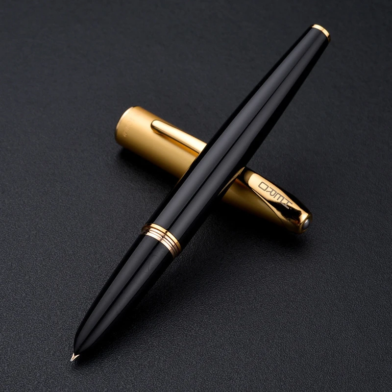 Hero 1000 Classic 10K Gold Fine Nib 0.5mm Black And Golden Fountain Pen For Writing Ink Pen With Original Gift Box