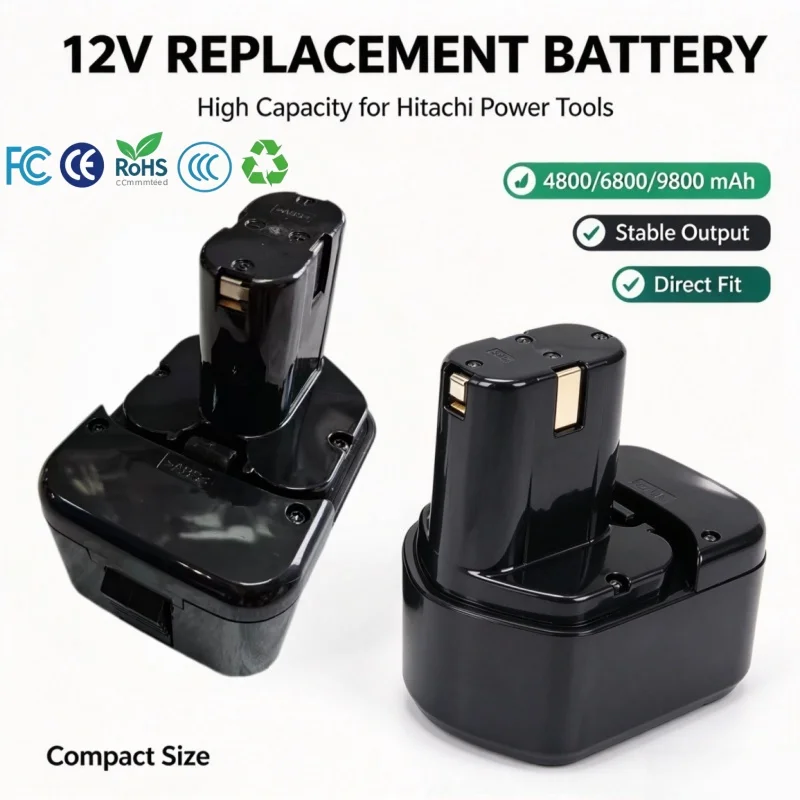 4800/6800/9800mAh 12V Cordless Drill Spare Battery Replacement Compatible With Hitachi WR12DMR CD4D DH15DV C5D Power Tools