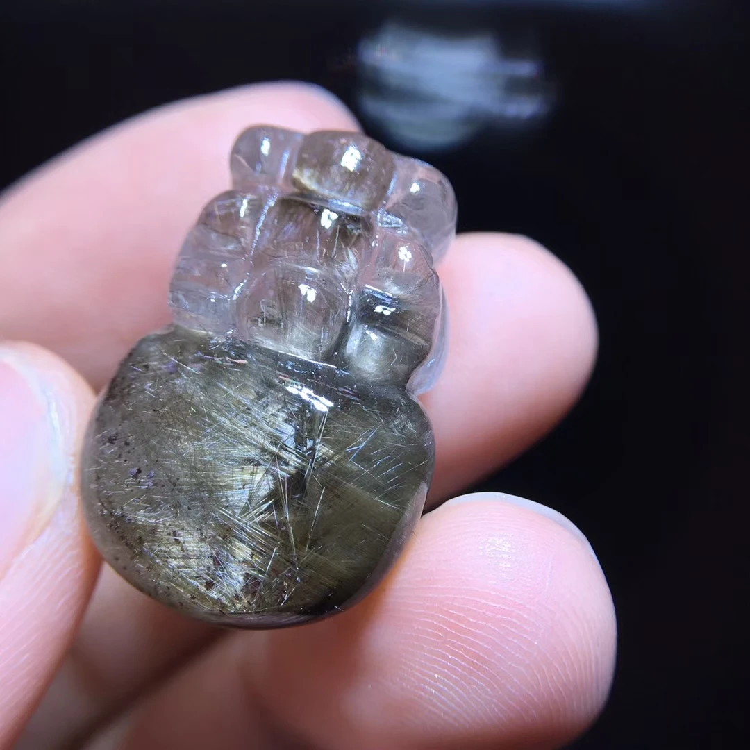 

Natural Brookite Platinum Black Rutilated Quartz Pendant Pi Xiu 25.8/17.6/13.5mm Bead Women Men Bead Jewelry Fashion AAAAAA