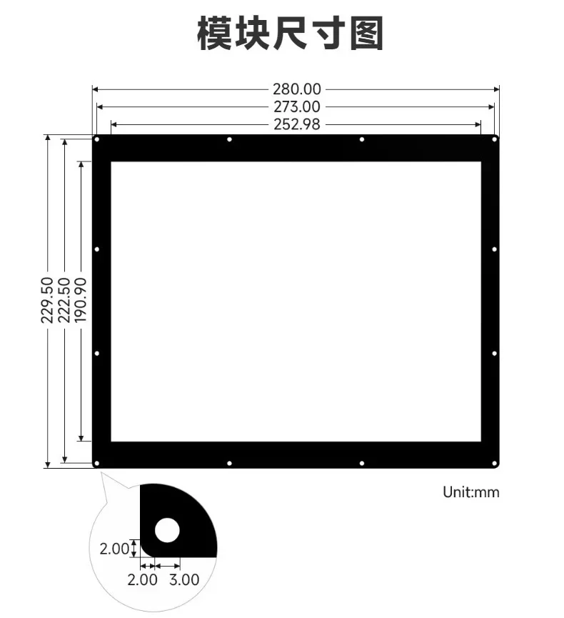 Tela de tinta eletrônica de 12,48 polegadas com resolução de 1304 × 984, vermelho e preto e branco em três cores