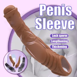 Male Reusable Penis Sleeve Testis Bondage Penis Ring Extender Reusable Condoms Erotic Sex Toys For Men 4 Types