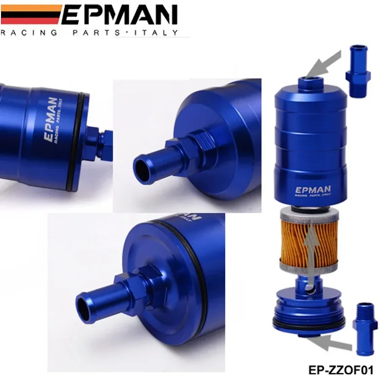 EPMAN Racing Fuel Filter UNI Competition 10Micron Paper Filter Complete (Blue Black Purple) EP-ZZOF01