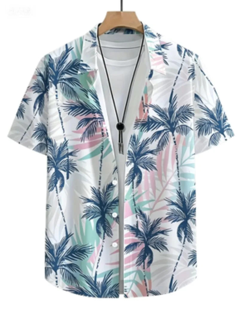 Summer Vacation Multi Pattern Floral Shirt Refreshing Coconut Tree Series Versatile Slimming Collar Short Sleeved Collection