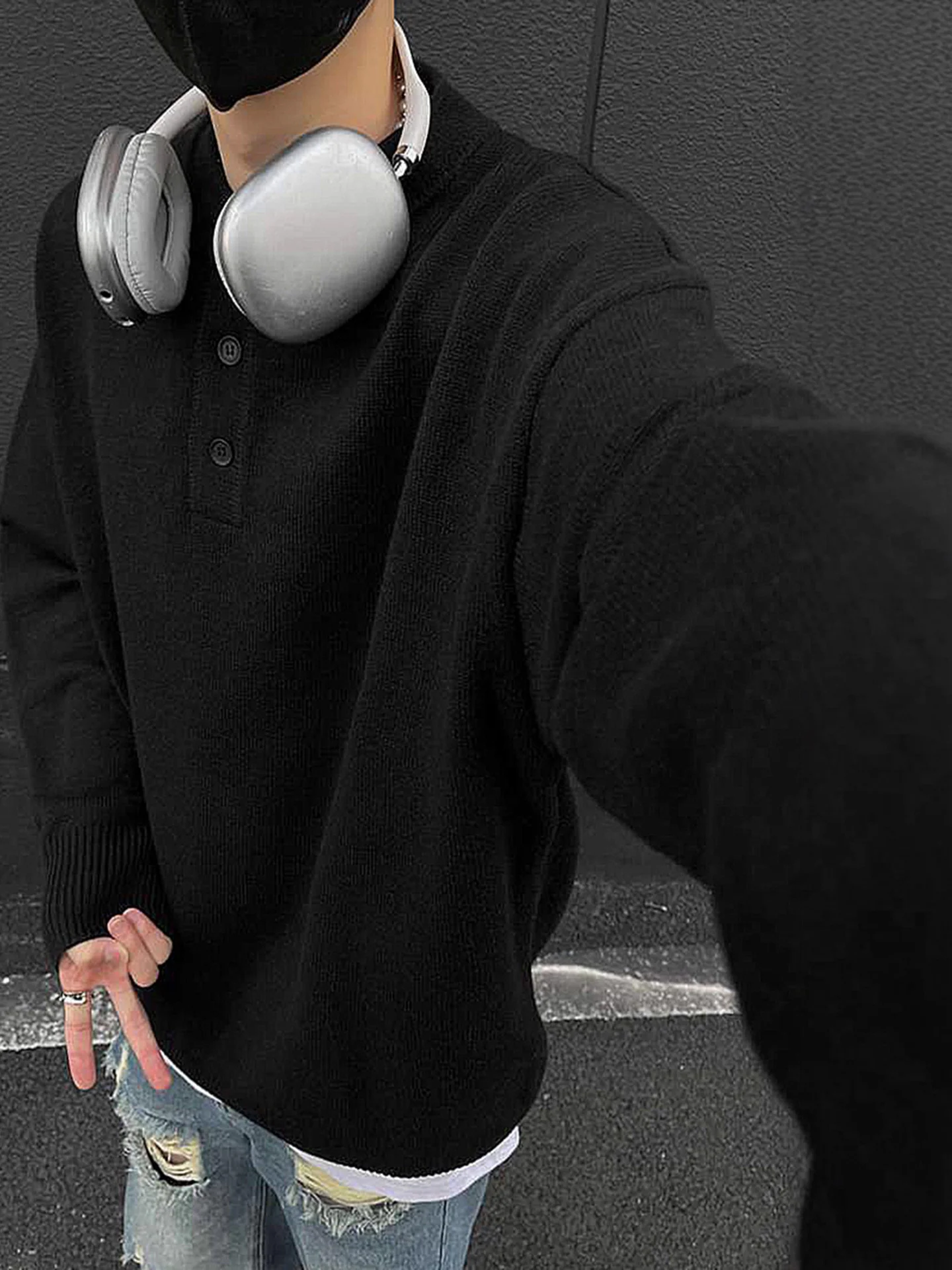 

Cleanfit ey Men's Henry Collar Knitwear Autumn American Retro Loose Fit Comfortable Sle Base Layer Knitted irt