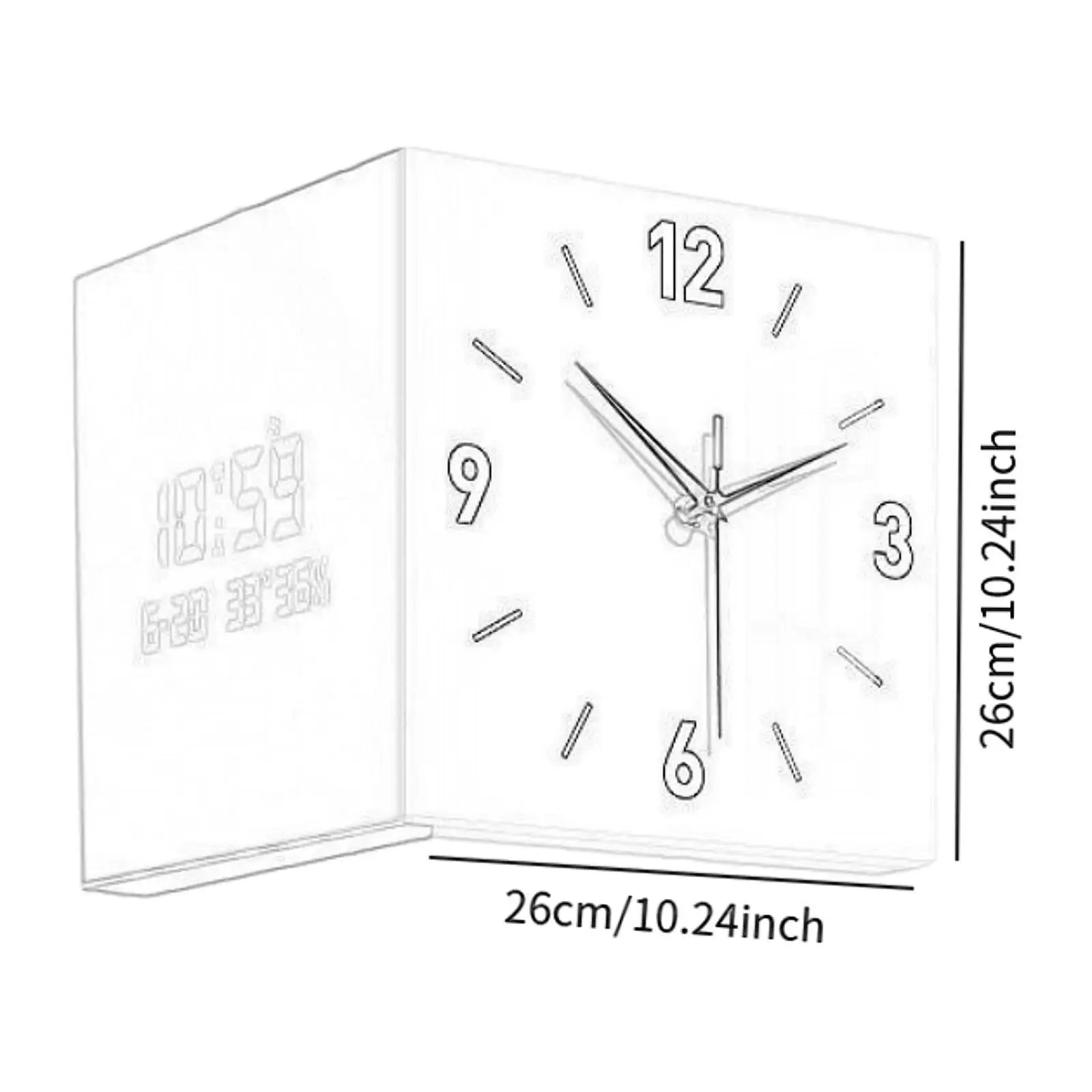 Reloj de esquina de doble cara, adorno de regalo para aula, dormitorio, granja