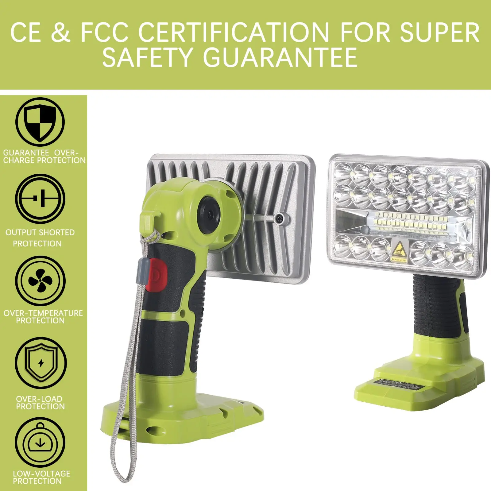 Cordless LED Work Light for Ryobi 18v ONE+Li-ion NiCd NiMh Batteries P108 2000LM Power LED Spotlight Handheld Flashlight Jobsite