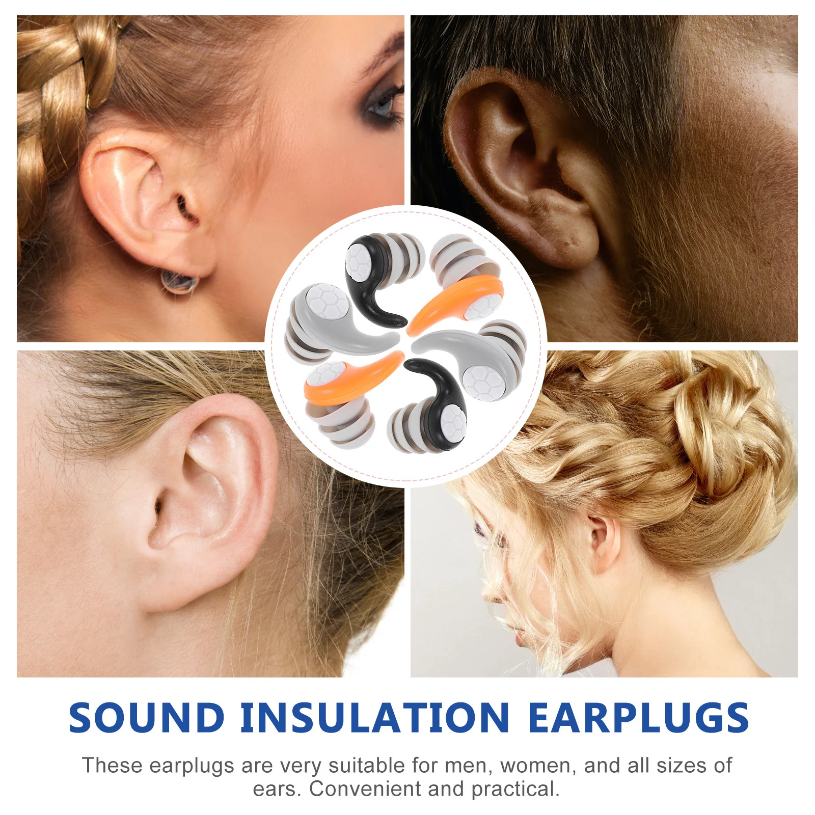 3 أزواج من سدادات الأذن المقاومة للصوت، سدادات أذن من السيليكون قابلة لإعادة الاستخدام للنوم والسباحة والحفلات الموسيقية بصوت عالٍ وحماية إلغاء الضوضاء #5