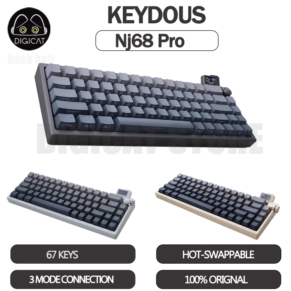 

Keydous Nj68 Pro Mechanical Keyboard Kit 3Mode USB/2.4G/Bluetooth Wireless Keyboard Kit Metal Case Hot-Swap RGB Gaming Keyboard