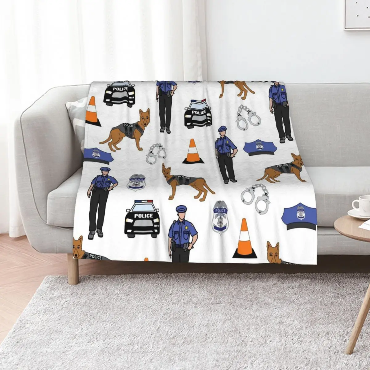 

Police Item Mix Throw Blanket Soft Beds Vintage Comforter Sofas Blankets