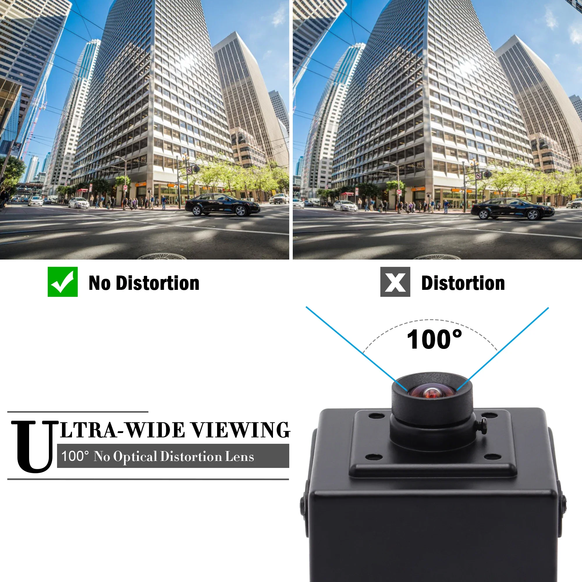 Fotocamera USB grandangolare da 5 MP CMOS MI5100 Webcam USB di sicurezza con obiettivo M12 senza distorsione per streaming live, scansione